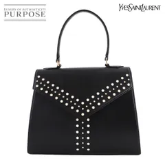 新品同様 イヴ サンローラン YVES SAINT LAURENT ハンド バッグ レザー ブラック ゴールド 金具 ヴィンテージ Hand Bag 90314117