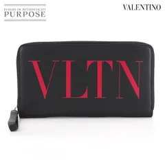未使用 展示品 ヴァレンティノ ガラヴァーニ VALENTINO GARAVANI VLTN ラウンドファスナー 長財布 レザー ブラック レッド 90314234