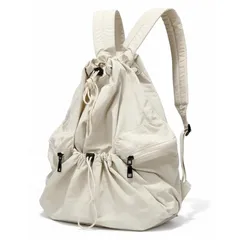 [Takusan Shopping] リュックサック レディース メンズ ドロスト リュック バッグ 大容量 軽量 おしゃれ 通勤 通学 ショルダー スクール (ホワイト) [ホワイト]