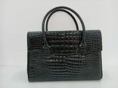 クロコ調　バック　ハンドバッグ　ブラック