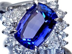 非加熱分析付鑑別書 天然ブルーサファイア2.963ct Pt850 ダイヤリング 