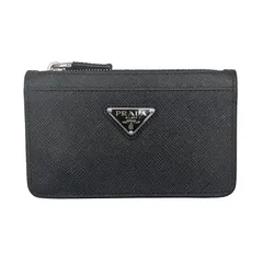 PRADA プラダ サフィアーノトライアングル カードケース 2MC084_QHH_F0002 カードホルダー レザー ブラック シルバー金具 メンズ