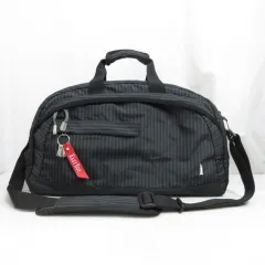 イーストボーイ EAST BOY 2WAY ショルダー ボストン バッグ ナイロン地 黒 ブラック ストライプ柄 スクール 大きめ