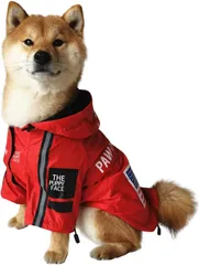 2M65　SHUUMEEKA犬用 レインコート ポンチョ 小中大型犬 ドッグ レインコート 完全防水 軽量 帽子付き ペット用品 雨具 着脱簡単 梅雨対策 (Ｌ, レッド)