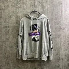 【U-111】Betty Boop ベティブープ パーカー L グレー フーディー ビッグプリント キャラクター ストリート