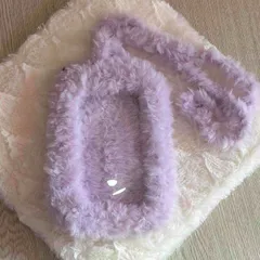 フェイクファーのスマホポーチ・ポシェット　パープル※ハンドメイド