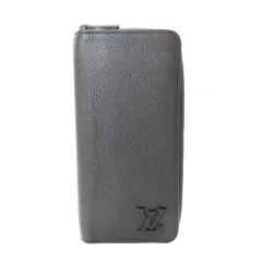≪値下げ≫【中古】LOUIS VUITTON ルイヴィトン M81743 LVアエログラム ノワール ジッピーウォレット・ヴェルティカル 長財布 財布 黒 レザー メンズ 誕生日 記念日 プレゼント 普段使い A2502229【無料ギフトラッピング承ります】