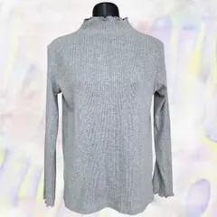 studio CLIP　スタディオクリップ　カットソー　グレー　レディース　ハイネック　リブ　長袖　シンプル　伸縮性あり