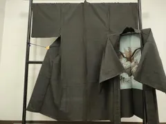 平和屋着物●極上　男性　紬　アンサンブル　キングサイズ　羽裏・鷹　濃い檳榔子染色　逸品　未使用　DZAB4703kh6
