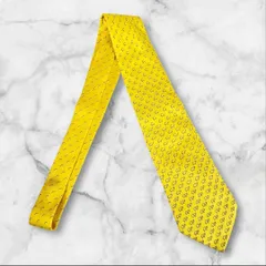 エルメス ネクタイ イエロー 総柄 シルク100% フランス製
