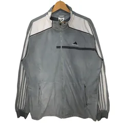 adidas/アディダス 00’s ヴィンテージ スリーライン バックロゴ ベロア調 ライトアウター 長袖 バック刺繡 ワンポイント刺繡 トラックジャケット ジャージ CHINA製 42/44サイズ グレー