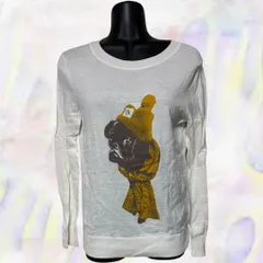 BANANA REPUBLIC　バナナ・リパブリック　Tシャツ　アイボリー　レディース　犬　ブルドッグ　動物　カットソー　長袖