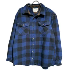 OAKWOOD MOUNTAIN ■ ③ バッファローチェックワークシャツ メンズ ブルー×ブラック L