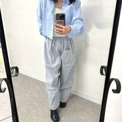 parici klassisk オールインワン つなぎ ストライプ ブルー - メルカリ