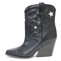 STELLA McCARTNEY ステラ マッカートニー サイズ:37(24.0cm) | ウエッジヒール ウエスタンブーツ | Cloudy Alter | ミドル丈 スクエアトゥ 星柄 | ブラック ホワイト | イタリア製【レディース】【中古】のサムネイル