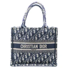 Christian Dior (クリスチャンディオール) ブックトートバック ハンドバッグ スモール オブリーク キャンバス ネイビー M12652RIW
