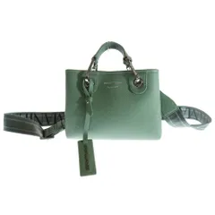 EMPORIO ARMANI (エンポリオアルマーニ) MyEA ショッパー ディア ロゴプリント スモール レザー 2WAY ハンド ショルダーバッグ シルバー金具 グリーン Y3D166 YF05E