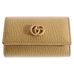 GUCCI (グッチ) GGマーモント キーケース キーホルダー キーリング バッグチャーム ベージュ ブラウン レザー シルバー金具 456118