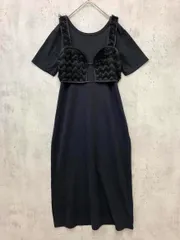 CAPRICIEUXLEMAGE カプリシュレマージュ LEZ1031509A0003 ビスチェ付き 半袖ロング ワンピース sizeF/黒 ■◆ レディース