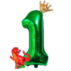 恐竜 数字 バルーン セット 誕生日 飾り付け 男の子 女の子 巨大 風船 バースデー 王冠 装飾 (数字「1」)