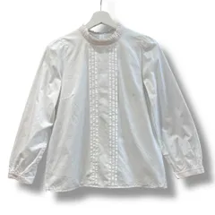 美品 BLUE LABEL CRESTBRIDGE ブルーレーベル クレストブリッジ フリルネックブラウス サイズ38 白 ホワイト プルオーバー 長袖 コットン 綿100% レディース 春 ゴーゴー古着マルイ草加店3412