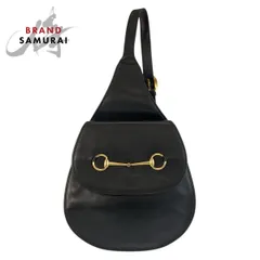 美品 GUCCI グッチ ヴィンテージ ホースビット ブラック 黒 ゴールド金具 レザー 003 2113 0034 ショルダーバッグ ボディバッグ 600663【中古】
