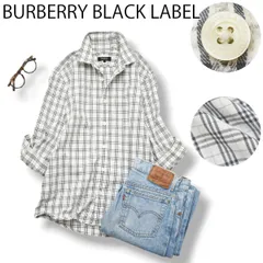 【定番】 バーバリー ブラックレーベル BURBERRY BLACK LABEL 七分袖 コットン シャツ ラウンドヘム 2 ノバチェック柄 ホワイト x グレー ブリティッシュ トラッド メンズ