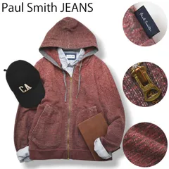 ポールスミス ジーンズ Paul Smith JEANS スウェット フーディー パーカー 裏パイル S ミックス レッド x グレー ブラック メンズ レディース ユニセックス 男女兼用