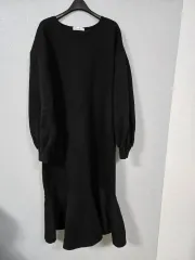 パフスリーブ 裏毛 コットン フリルワンピース Free!