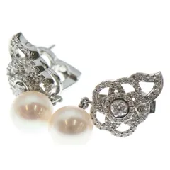 CHANEL (シャネル) K18WG カメリア ダイヤモンド パール ピアス ジュエリー