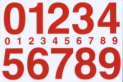 ネームプレート スーツケース 表札 ロッカー キャラクター 耐水 屋内外 耐候 ラベル 兼用 番号 PVC製 セット TS-534R ステッカー ナンバー (1 シール 数字 レッド) 防水 （シャシャン）XIAXIN