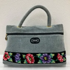 9802　FEILER　フェイラー　ハンドバッグ　ポーチ　持ち手付きポーチ　グレー　花柄　フラワー　シュニール織り　レディース　シンプル　きれいめ　上品