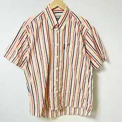 (^w^)b MUNSINGWEAR GRAND SLAM マンシングウェア グランドスラム 半袖シャツ ボタンダウン ストライプ柄 トップス カジュアル デイリータウンユース オレンジ系 メンズ サイズLのサムネイル