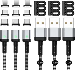 マグネット 充電ケーブル 3A急速充電USB充電 磁気ケーブル1.2M3本セット