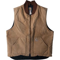 希少】90s USA製 カーハート ハンティングベスト ダック地 茶 XL