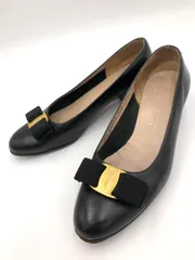 Salvatore Ferragamo サルヴァトーレフェラガモ DR 23671 338 イタリア製 ヴァラリボン レザー パンプス size5.5/黒 ■■◎レディース