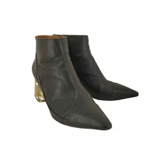 ザラ ZARA レザーヒール ショートブーツ レディース EUR：38 