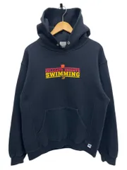 RUSSELL ATHLETIC (ラッセルアスレティック) カレッジ系パーカー フーディー プリント 前V 裏起毛 00S 古着 HELLGATE KNIGHTS SWIMMING M ブラック メンズ/045
