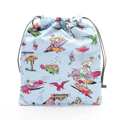 プラダ PRADA ポーチ Re-Nylon サーフィン柄 ライトブルー/マルチ ナイロン レザー ノベルティ 巾着ポーチ レディース 未使用