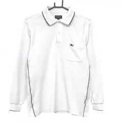 バーバリーゴルフ 長袖ポロシャツ 白×黒 胸ポケット メンズ M ゴルフウェア BURBERRY GOLF