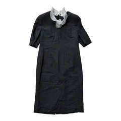  jun ashida ジュンアシダ 東京パリ ワンピース 千鳥柄風 シフォン襟付き 日本製 フォーマル 11号【Z1805】