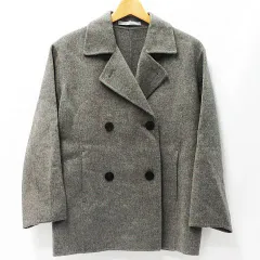 美品 theory luxe セオリー リュクス ダブルフェイス Pコート ジャケット カシミヤ混 グレー レディース 32 L0002-08-0225⑤