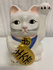 未使用 招き猫 貯金箱 白 左手上げ 縁起物 置物 商売繁盛 開運 - メルカリ