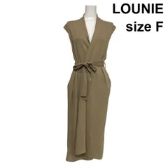 ◇ ルーニィ LOUNIE ニットロングジレ ベスト ノースリーブ オープンフロント ベルト ブラウン系 サイズF レディース S6B443