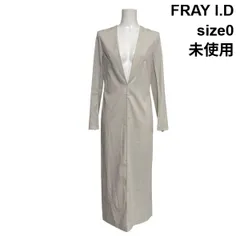 ◇ 未使用 フレイアイディー FRAY I.D VネックIラインワンピース 長袖 ロング丈 バックベント ホワイト 綿混 0 S 7号 レディース S6B430
