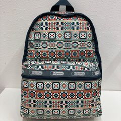 春夏【レスポートサック】ペイズリー 総柄 リュック ナイロン 紺