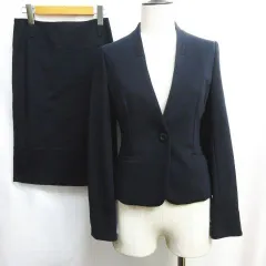 NARACAMICIE ナラカミーチェ スーツ セットアップ ジャケット スカート コットン ストレッチ ネイビー 紺色 XL サイズO レディース E643L