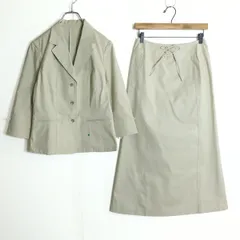 インゲボルグ★コットンスーツ テーラードジャケット&ロングスカート サイズM ベージュ系 無地 z18114