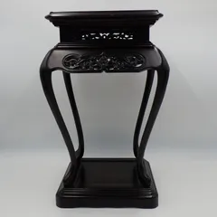 花台 飾り台 置台 高台 透かし彫り 唐木 盆栽 猫足 木製四つ足 茶道具 古道具 サイズ約W27×H43×D27cm#15783