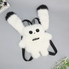 ぬいぐるみ風 うさぎ バッグ 少女系 リュック Y2K 北極うさぎ 痛バッグ 二次元 斜めがけ ブラック ホワイト 2色展開